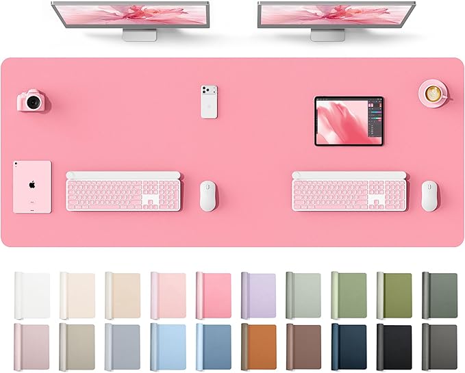 YSAGi Leather Desk Protector, Office Mat, Large Mouse Mat, Non-Slip PU Leather Blotter, Laptop Desk Mat, Waterproof Writing Pad for Office and Home(Pink, 63" x 24")