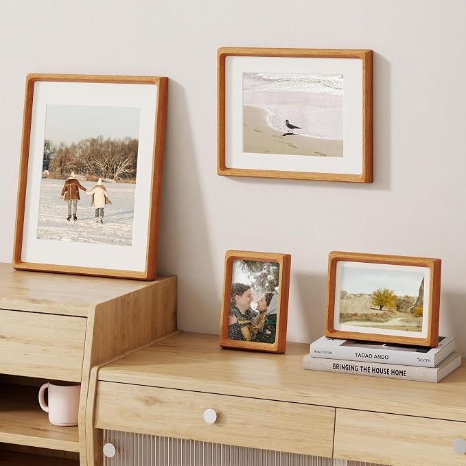 11x14 Picture Frame, USA-Sourced Teak Wood Photo Frame with HD Tempered Glass, Handcrafted Rounded Corner 11 x 14 Wooden Frames Matted to 8x10 Photos, Horizontal or Vertical Wall Display-2p | Hd Tempered Glass