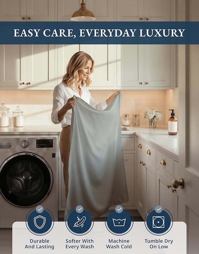 LANE LINEN 100% Cotton Full Bed Sheets - 1000 Thread Count, Sustainably Produced Luxury Hotel Like Thick Full Size Sheets Set, Naturally Temperature Regulating Machine Washable Cotton Sheets - Silver