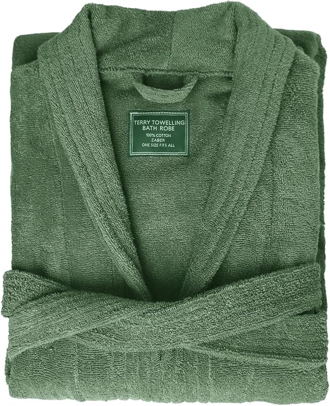 ZABER Bathrobe Mens,Pure Cotton Robe for Men,Thick Terry Cloth Bathrobe,Luxury Long Combed Men's Cotton Robe