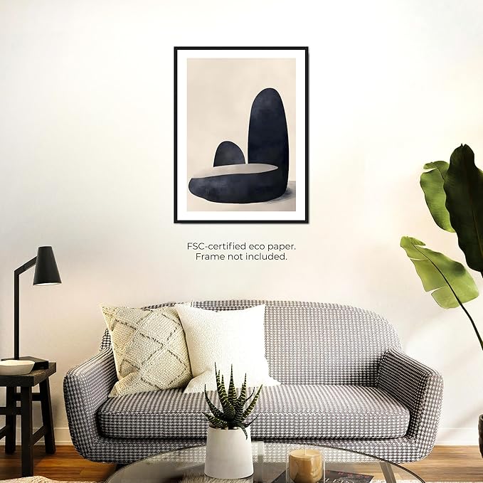 Moonow7 Scandinavian Zen-Inspired Wall Art Prints, Minimalist Abstract Poster for Bedroom, Living Room, Office, Hallway, and Meditation Area, Neutral Modern Decor, Unframed 8x10” / 20x25 cm