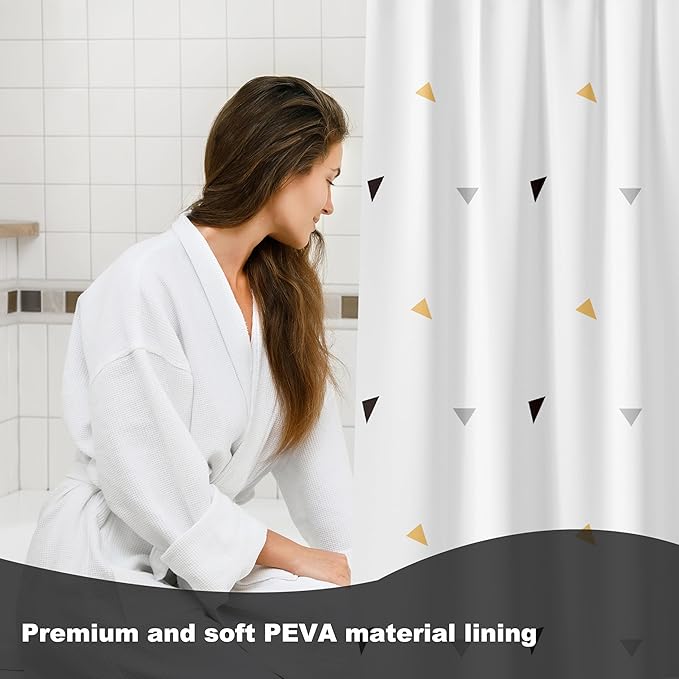 Plastic Shower Curtain Liner, Premium PEVA 6G Color Triangle Shower Curtain, Shower Curtains for Bathroom with 3 Magnetic Weights and Rustproof Grommets (Color Triangle, 72x72 in)