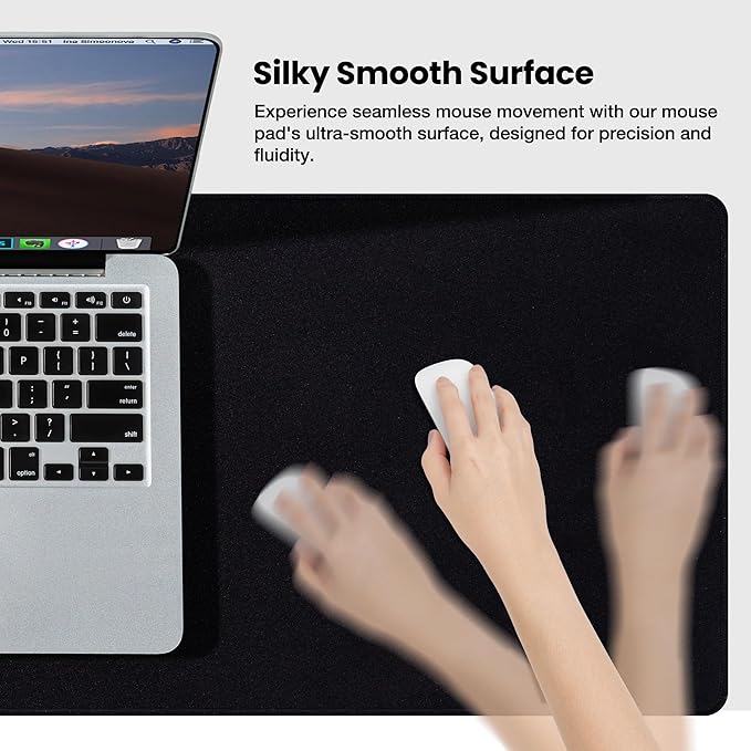 ALOANES Large Gaming Mouse Pad with Non-Slip Rubber Base,Stitched Edge,Desk mat for Laptop,Computer & PC, Wristing Pad for Gamer,Office & Home, 35.4"x 11.8"x 0.12", Black