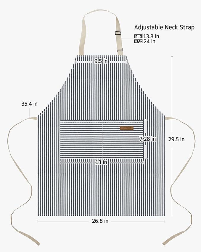 Syntus Apron for Men Women, Adjustable Cooking Kitchen Chef Aprons with 2 Pockets