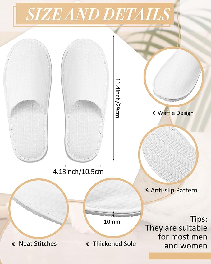 Jecery Waffle Bathrobe and Slippers Bulk Set Spa Robes Hotel Bath Lightweight Thin Commercial Soft for House Shower Party