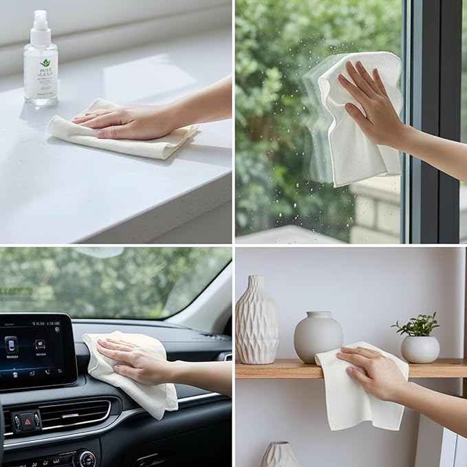 Flour Sack Shop Towels, Natural Cotton Cleaning Towels 14" x 12", Pack of 12 Reusable Absorbent Towels for Garage, Automotive, Workshop, Kitchen Cleaning, Polishing, Dusting & Multi-Purpose Use