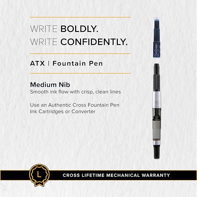 Cross 886-41MJ ATX Fountain Pen, Brushed Black, Medium