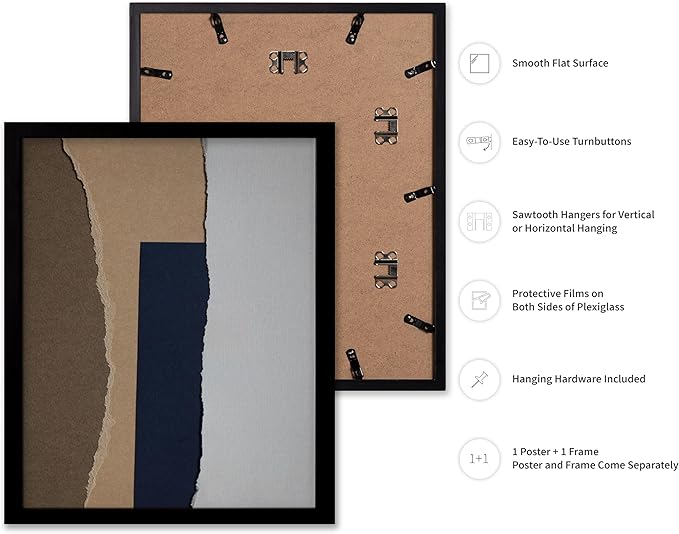 Monem Art Torn Paper Neutral Collage Print - Minimalist Scandinavian Abstract Poster - Wall Decor for Living Room, Bedroom or Office - 16x20 Black Framed Wall Art by Mareike Bohmer