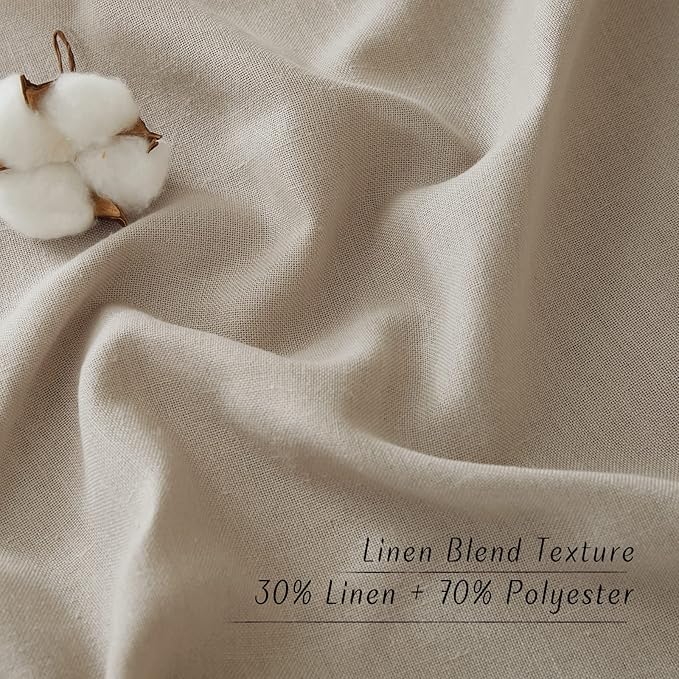 NICETOWN Taupe Linen Curtains 84 inches Long, Rod Pocket & Back Tab Privacy Added Thick Flax Not See Through with Light Filtering Retro Window Drapes for Bedroom/Living Room, W55 x L84, 2 Panels