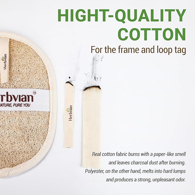 Vietnamese Natural Loofah Exfoliating Body Scrubber Pads, 100% Plant-Based Shower Luffa Sponge, Bath Loofah for Women Men (2, Pack of 2)