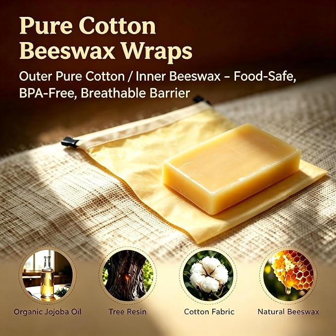 Sourdough Beeswax Bread Bags for homemade bread | Reusable 2 Pack Cotton Linen Natural Bread Storage Bag Keep Fresh 17 x 13 Inches
