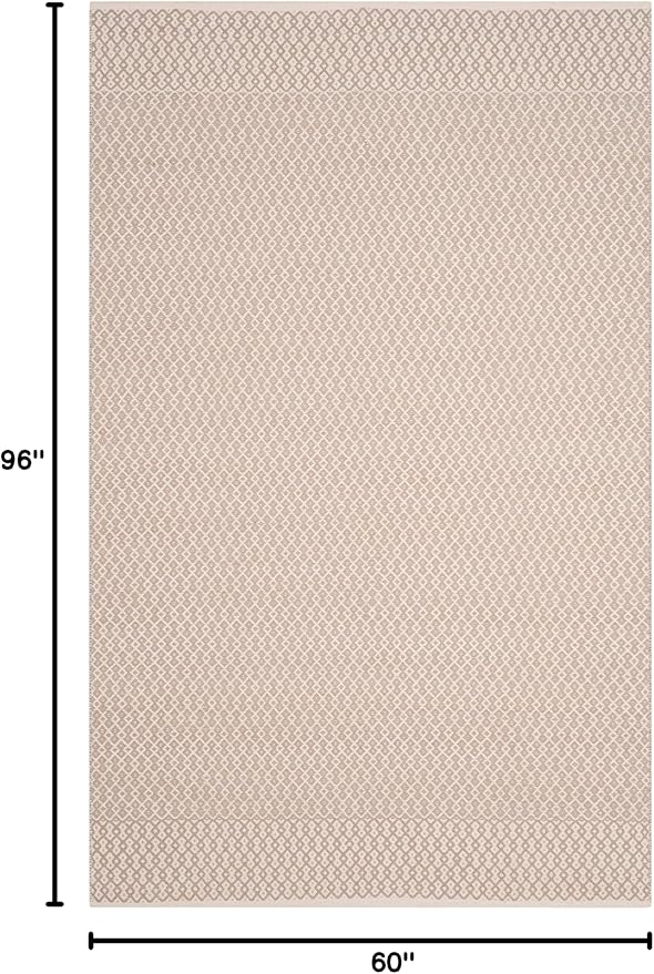 SAFAVIEH Montauk Collection Area Rug - 5' x 8', Ivory & Grey, Handmade Flat Weave Boho Farmhouse Cotton, Ideal for High Traffic Areas in Living Room, Bedroom (MTK339A)