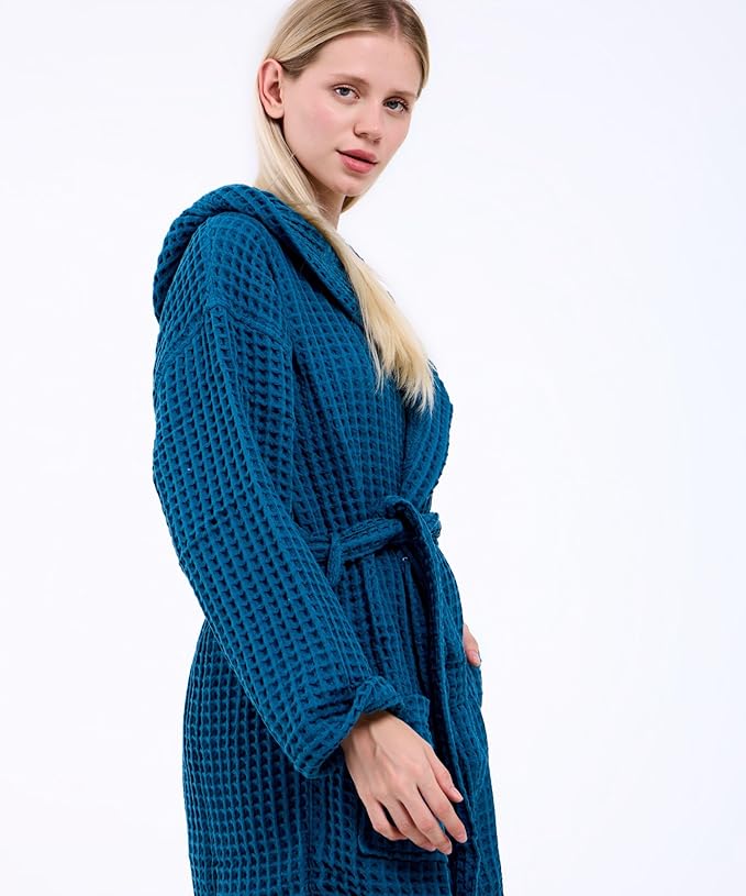 100% Turkish Cotton Waffle Bathrobe for Women