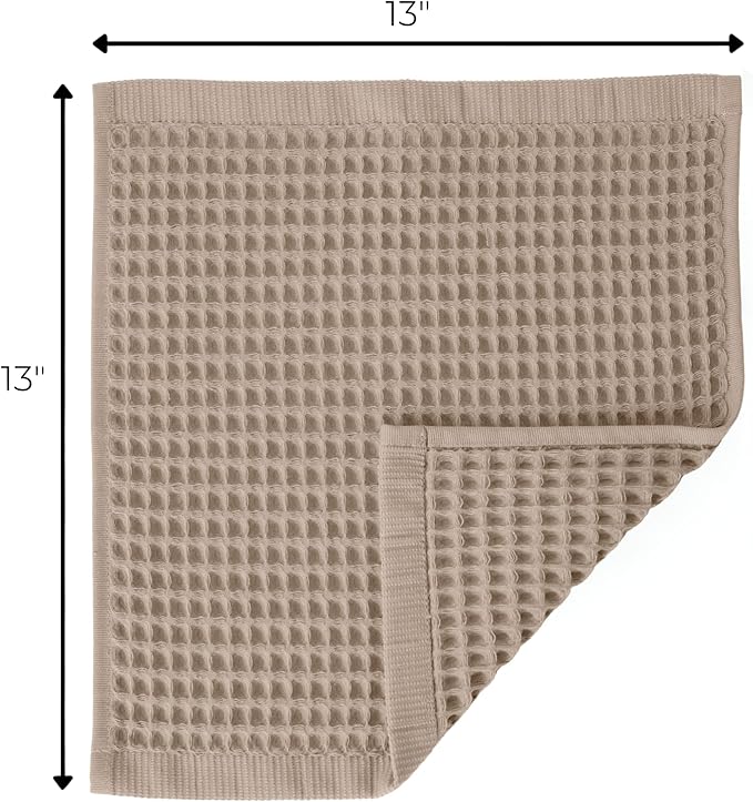 Waffle Washcloths Set of 8 Brown - Premium Quality 100% Turkish Cotton Face Washcloth, Soft Makeup Towel, Shower Cloth, Kitchen Towel (Brown, Set of 8 Washcloths)