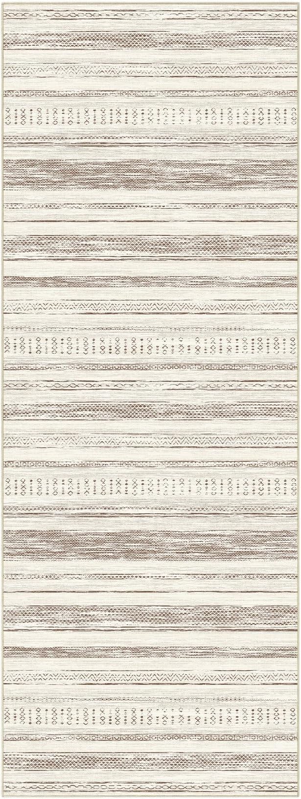 Tortania Area Rug 3x8 Runner Rugs - Washable Soft Neutral Boho Moroccan Farmhouse Rug Indoor Floor Carpet for Living Room Bedroom Kitchen Entryway Under Dining Table Home Office Decor - Beige