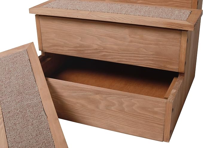 Zoovilla PTR0082212010 Yorkshire Dog Step with Storage, Natural Wood, 15.55″D x 17.50″W x 14.76″H