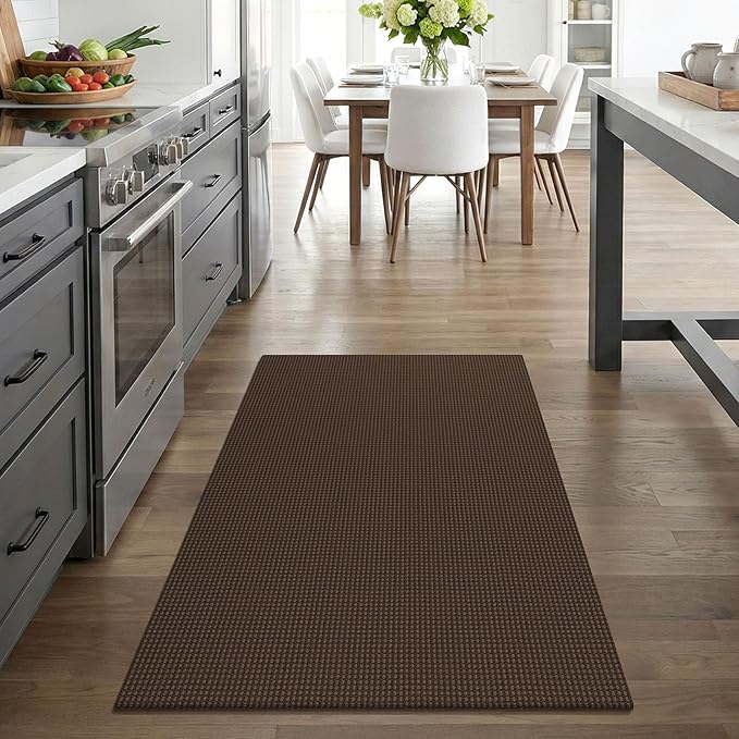 EARTHALL Woven Area Rug 3x4 Ft Washable Rugs for Entryway Braided Non Slip Rubber Backed Throw Rugs Door Mat Indoor Outdoor Entrance Cotton Carpet for Kitchen Foyer Front Door, Brown