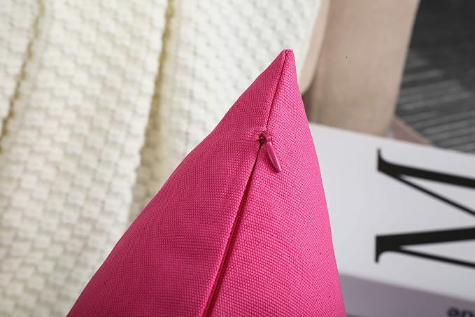 TangDepot Handmade Decorative Solid 100% Cotton Canvas Throw Pillow Covers/Pillow Shams, (26" x26" , Hot Pink, 1 Count (Pack of 1)) | 100% cotton, same-color zip, machine wash & air dry. For living room, bedroom, office, car. 42 colors, 406 sizes. Cove...
