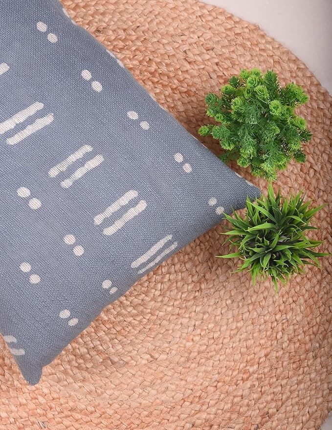 Trade Star Indian Body Pillow Shams Throw Pillow Cases 100% Cotton Pillow Cover Lumbar Rustic Farmhouse Spring Mudcloth Breathable Handloomed Bedding Decor (Dark Grey Blossom 14X36 INCHES)