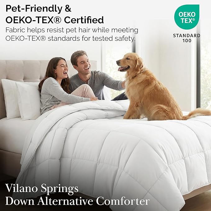 Southshore Fine Living, Inc. Twin Comforter/Duvet Insert, Down-Alternative White Twin/XL Comforter, Soft, Fluffy Comforters, Easy Care, Wrinkle Free, Pet Hair Resistant Bedding, Bright White