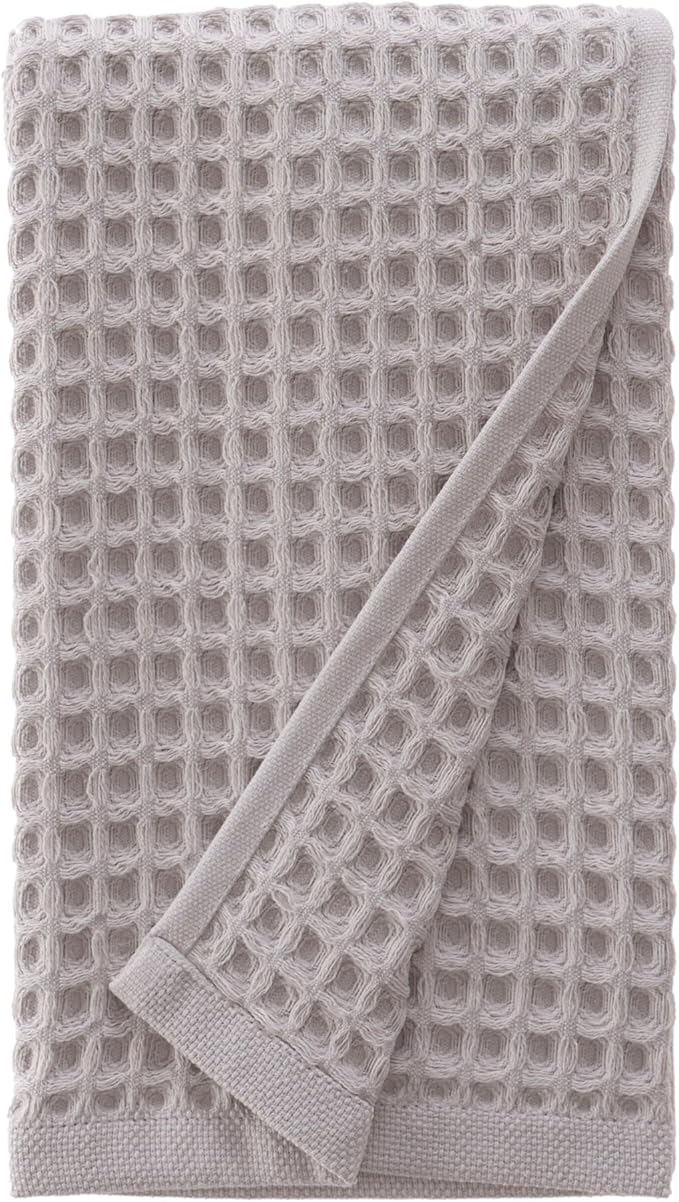 sea me at home Waffle Hand Towel – 100% Turkish Cotton, Quick-Dry, Soft and Absorbent Bathroom Towel (Light Grey)