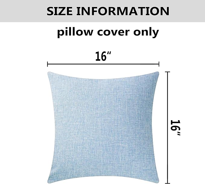 Home Brilliant 2 Pack Burlap Decorative Throw Pillow Covers 16x16 Farmhouse Pillow Covers for Bed, 16 x 16 inches, Light Blue