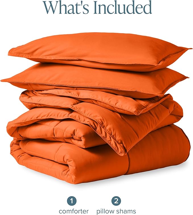 Bare Home Comforter Set - Full Size - Ultra-Soft - Goose Down Alternative - Premium 1800 Series - All Season Warmth (Full, Orange)