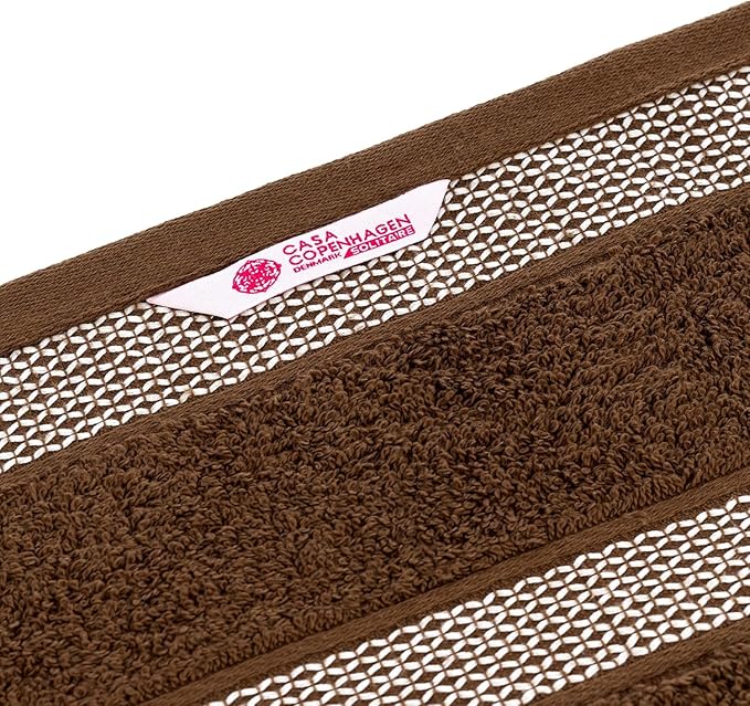 CASA COPENHAGEN Solitaire 6Pcs 100% Egyptian Cotton Large Designer Towels Gift Set- Chocolate, 600GSM, 2Bath 2Hand 2Washcloths, Bath Towels for Bathroom (Box Pack, Gift Set for Women & Men)