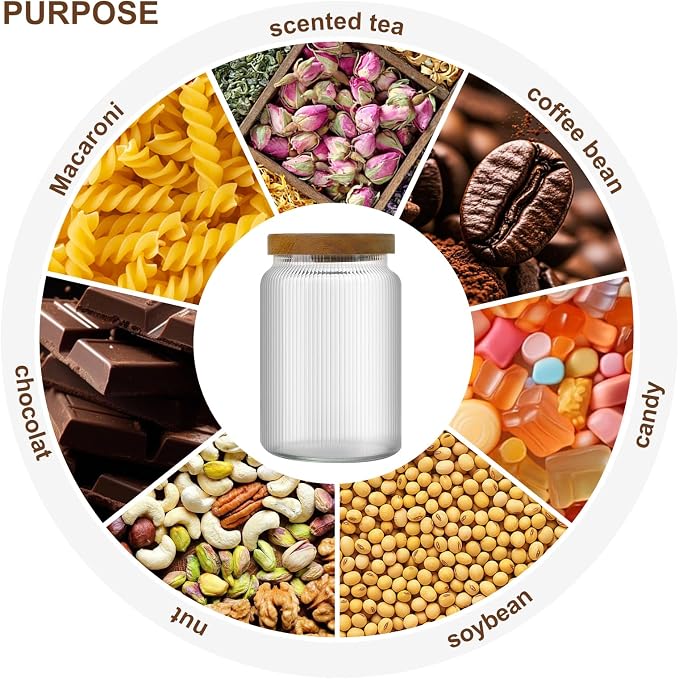 Clear Glass Storage Jars - Airtight Food Storage Container with Sealing Lid - Kitchen Pantry Storage Jar - Glass Storage Canister for Spice Coffee,Pet Treats