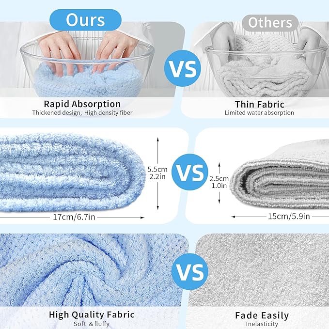 my novel things 3 Pack Microfiber Hair Towel Wrap for Women 25.4"x9.8", Super Absorbent Hair Towel Wrap, Quick Dry Hair Towels with Button for Curly Hair Anti Frizz (Blue,Green,Gray)