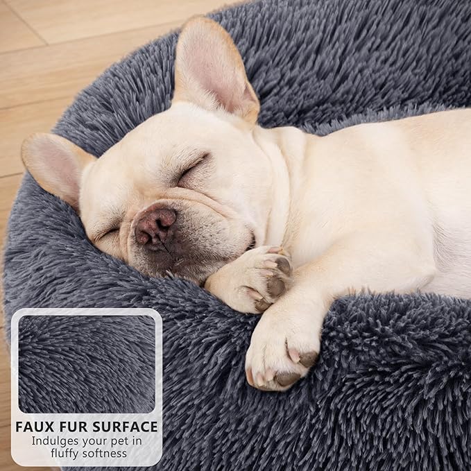 MIXJOY Orthopedic Dog Bed Comfortable Donut Cuddler Round Pet Beds Ultra Soft Washable Dog and Cat Cushion Bed (30'', Coffee)