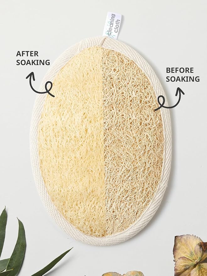 Reemix Natural Loofah Exfoliating Body Scrubber 3-Piece Oval Set - Gentle Face & Body Scrub Sponge, Eco-Friendly Bath Shower Tool for Smooth Skin, Travel-Friendly Design