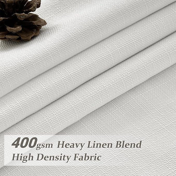 PleatedDrapes 100% Blackout Pure White Curtains 78 Inches Long 2 Panel Set for Nursery, Memory Shape Pinch Pleat Double Layer Thick Linen Blend Modern Window Drapes Thermal Kids Room Darkening Curtain