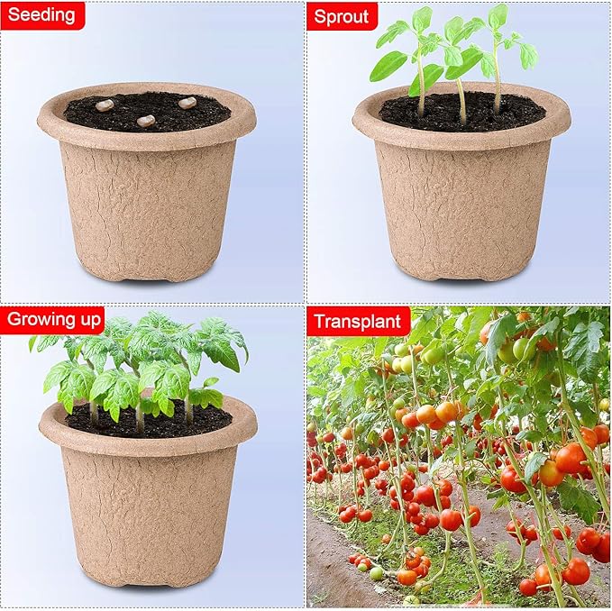 30 Pcs Peat Pots for Seedlings, 4.33 inch Biodegradable Seed Nursery Pot with Drainage Holes, Seedling Pots Include 20 Labels