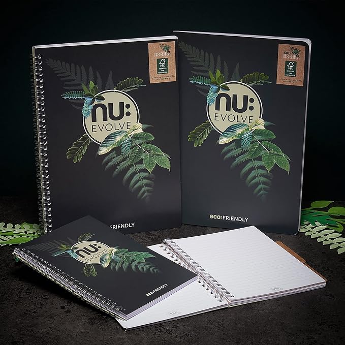 Nu Notebooks - Evolve Range - Recycled Notebook - A4 Notebook - Wirebound Notebook - Stationery Notebooks - Professional Notepad - 120 Pages