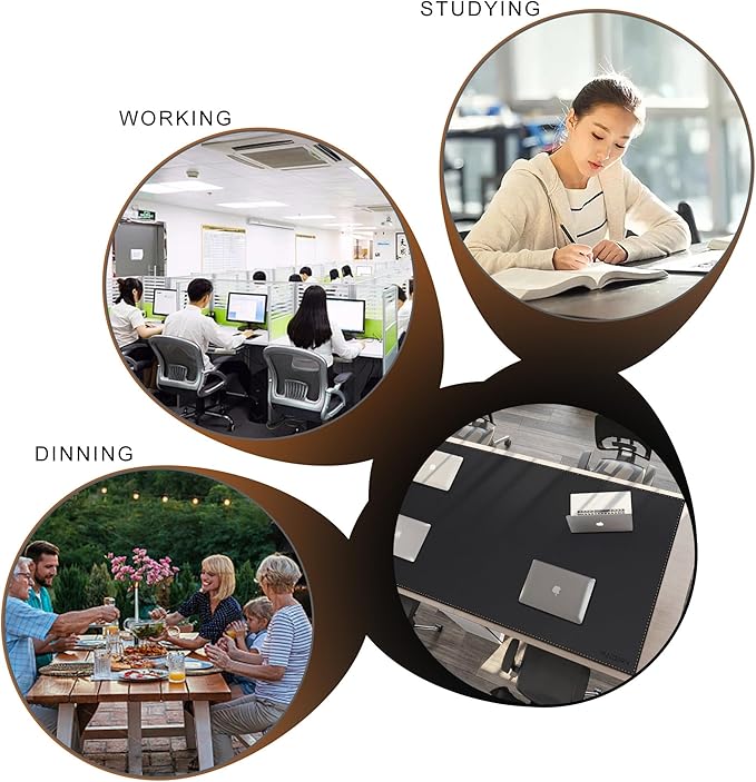 MAIDERN Leather Desk Mat Large XL, 74.8” x 35.4” Reversible Office Desk Pad Mat, Cork & Leather Large Mouse pad for Desk, Waterproof Computer Desk Mat for Gaming Home Office (Black)