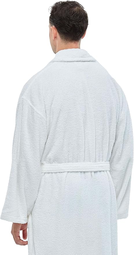 Arus Men's Shawl Collar Robe, Turkish Terry Cotton Bathrobe with Regular and Full Length Options