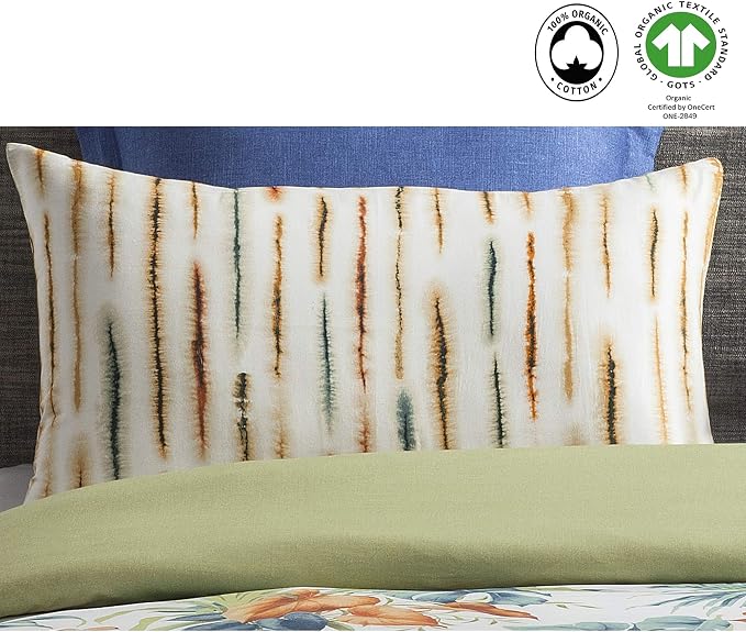 A1HC Palm Oasis Reversible Print Organic Cotton Pillowcase (Set of 2) | GOTS Certified Organic Cotton Pillowcase |Wrinkle Resistant| Long Staple Cotton| 21" x 30"