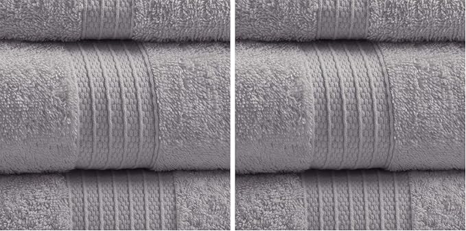 Madison Park Organic 100% Cotton Bathroom Towel Set, Hotel & Spa Quality Highly Absorbent, Quick Dry, Include for Shower, Handwash & Facial Washcloth, Multi-Sizes, Grey (Pack of 2)