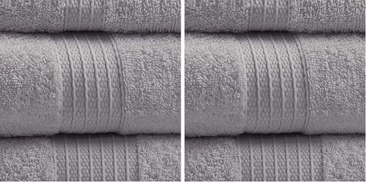 Madison Park Organic 100% Cotton Bathroom Towel Set, Hotel & Spa Quality Highly Absorbent, Quick Dry, Include for Shower, Handwash & Facial Washcloth, Multi-Sizes, Grey (Pack of 2)