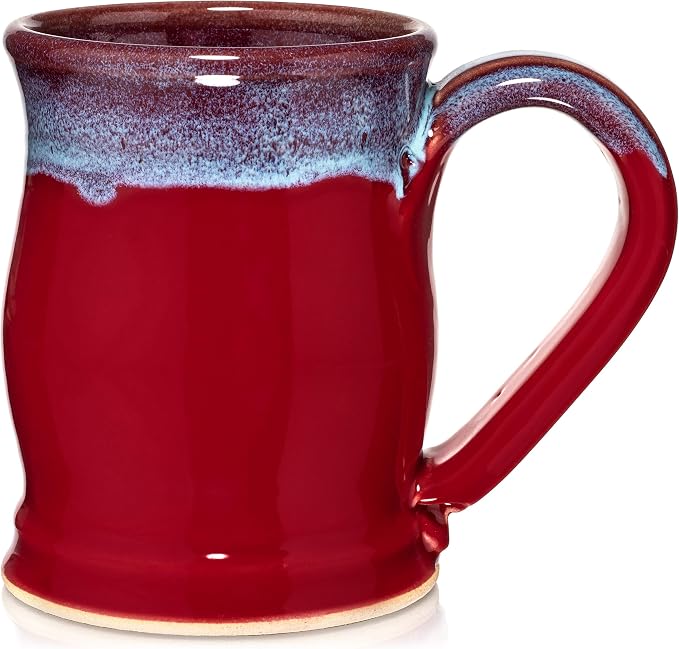20oz Barrel Coffee Mug Handmade in the USA (Red/Blue)