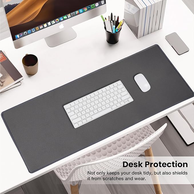 ALOANES Waterproof Mouse Pad with Durable Stitched Edge, XXXL Gaming Keyboard Pad, Non-Slip Rubber Base Mouse Mat, Extended Desk pad for Gamer, Office & Home, Dark Gray Mousepad 35.4"x 15.7"x 0.12"