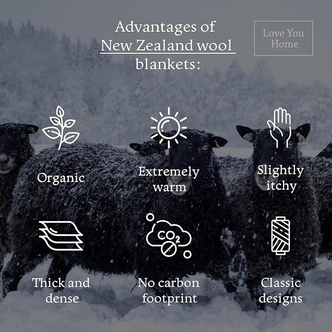 LYHome Wool Blanket 100% - Warm and Cozy Throw for Home Travel Outdoor Camping Picnic & Cold Weather, Decorative Blankets Couch Bed, Warmest Throws (55 x 79 in | Mustard - Brown Scandinavian Rhombus)