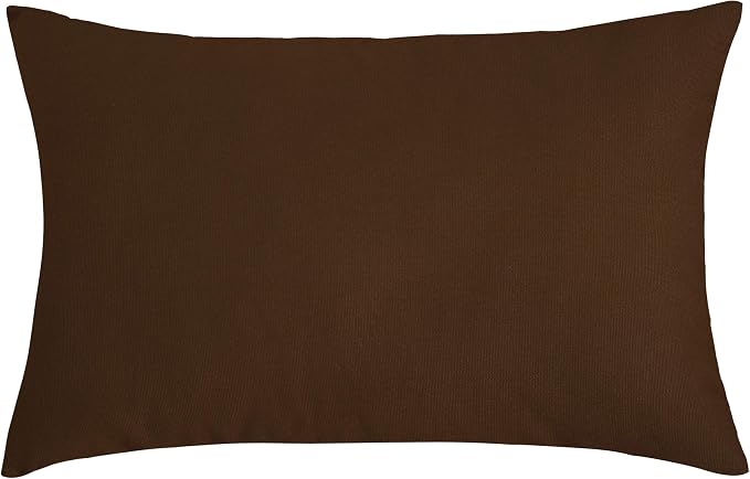 TangDepot Cotton Solid Throw Pillow Covers, 12" x 20" , Coffee, 1 Count (Pack of 1) | 100% cotton, same-color zip, machine wash & air dry. For living room, bedroom, office, car. 42 colors, 103 sizes. Cover only.