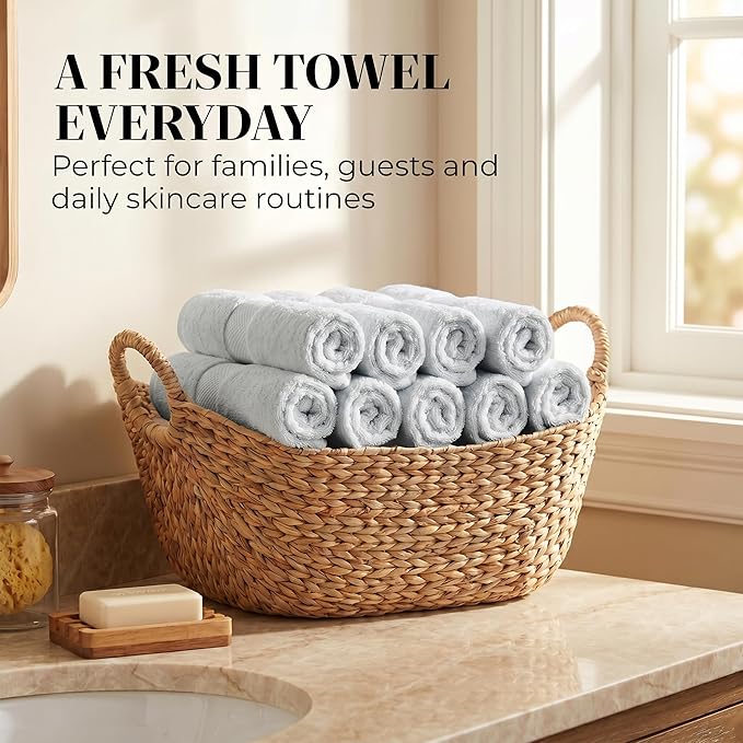 TOWELTIQUE- Organic Cotton Luxury Bath Towels Pack of 4 GOTS & Oeko- TEX Certified | Premium Soft, Absorbent & Quick-Drying Towels for Bathroom, Gym, Spa & Hotel Use – Light Gray