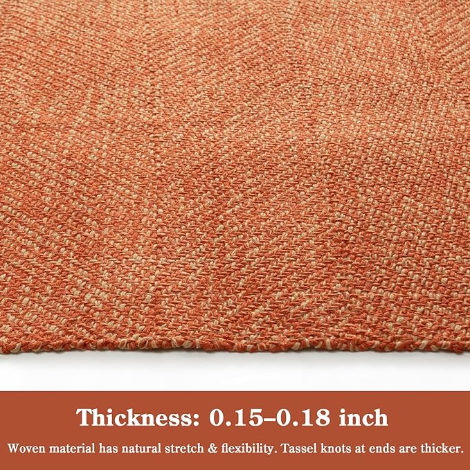 Collive Long Hallway Rug, 2.6' x 7', Washable Indoor Entryway Rug, Terracotta Braided Woven Rugs, Low-Profile Floor Carpet for Laundry Room, Bedroom
