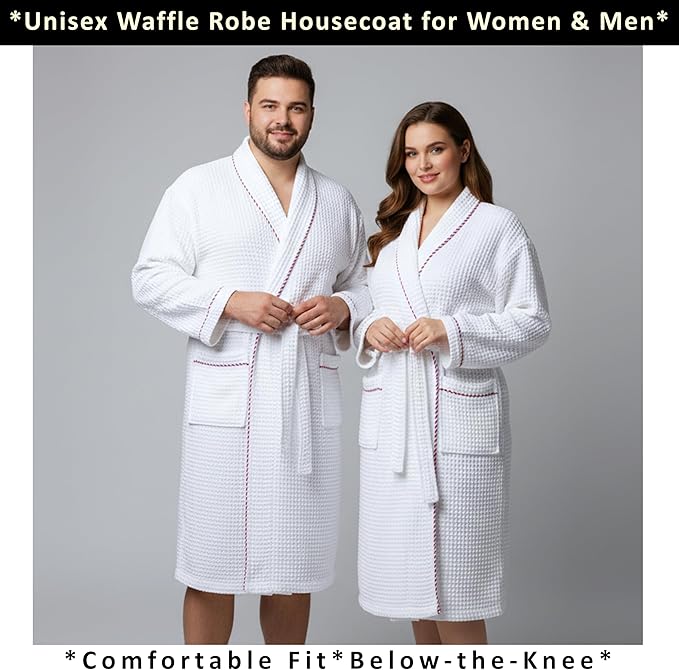 PÜSKÜL Luxury Waffle Robe for Women & Men - Natural 100% Turkish Cotton Bathrobe - Housecoat Womens & Housecoat Mens