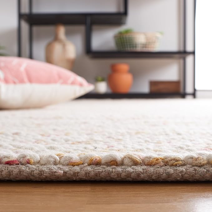 SAFAVIEH Natura Collection 6' Round Red/Ivory NAT182Q Handmade Wool Entryway Foyer Living Room Bedroom Area Rug