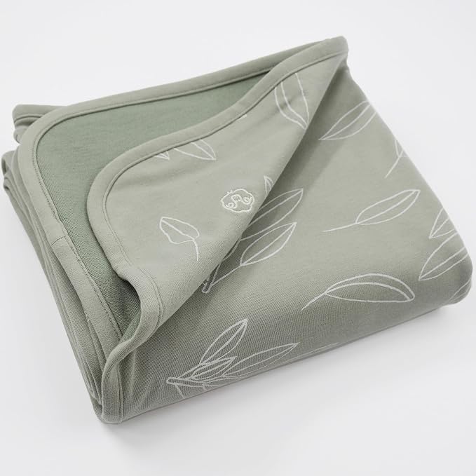 Woolino Toddler Blanket - Merino Wool and Organic Cotton Baby Blanket for Girls and Boys - 4 Season - 52.5” x 40” - Sage
