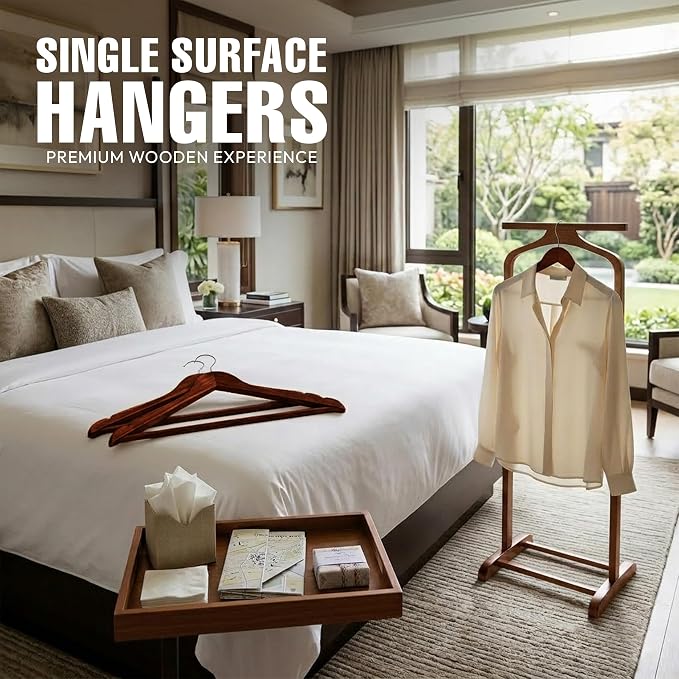 Utopia Home Premium Wooden Hangers 20 Pack - Durable & Slim Coat Hanger - Suit Hanger with 360-Degree Rotatable Hook - Wood Hangers with Shoulder Grooves (Brown Color)